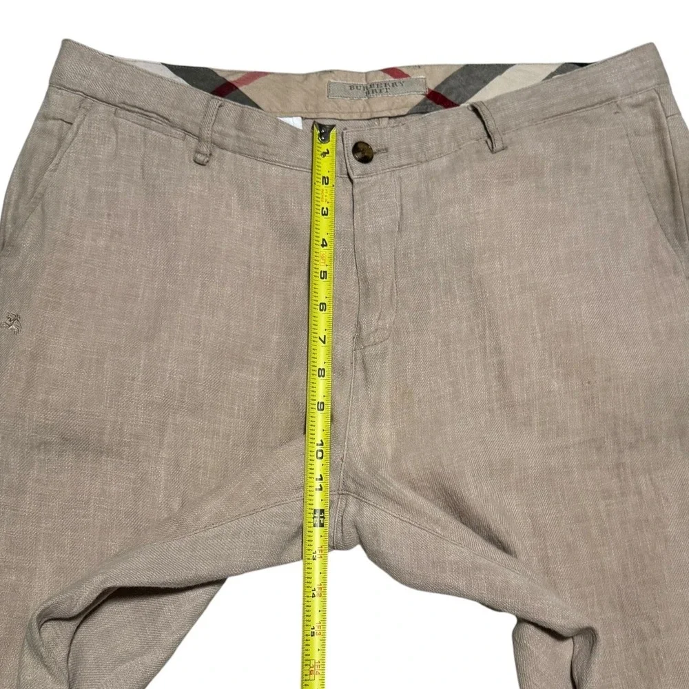 Burberry Brit Tan Straight Pleated Cotton Blend Pants Men's 38 FLAWS (38x31.25)‎